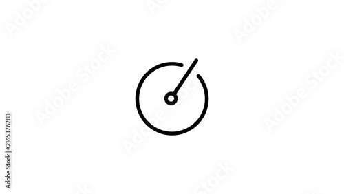 Black outline gauge meter icon with needle indicates speed monitoring or performance levels.