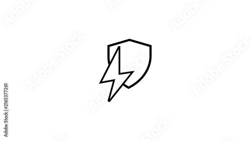 Canvastavla Energy security line icon featuring lightning bolt and shield for power supply reliability