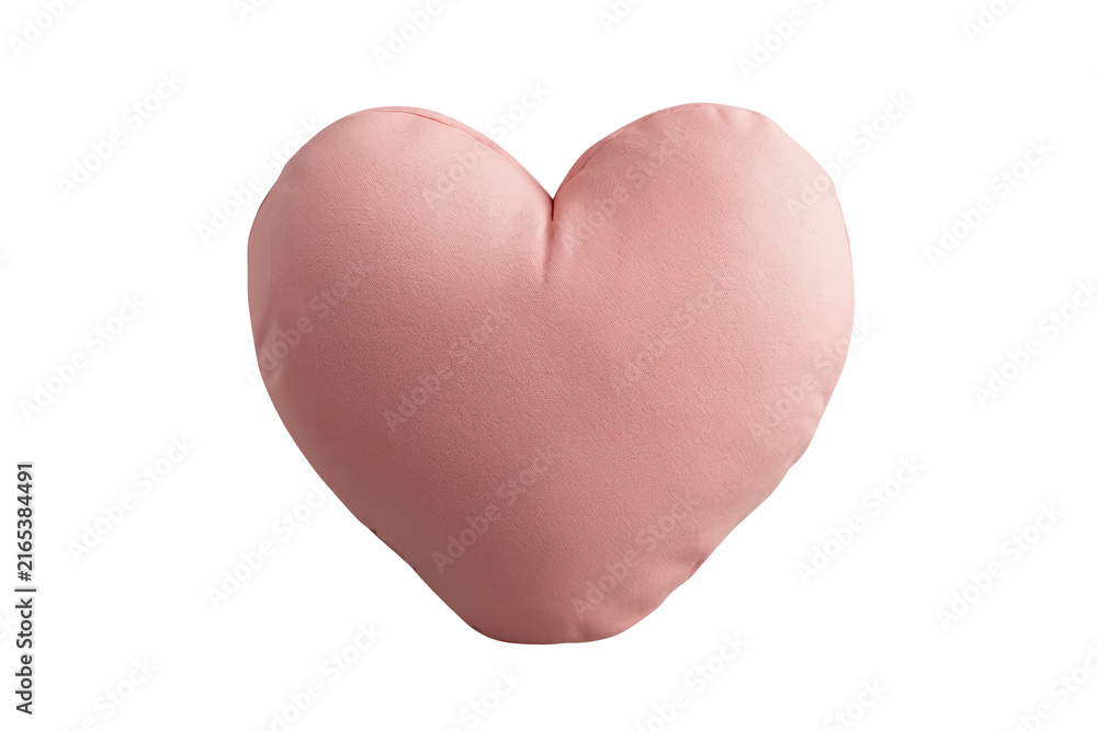 Fototapeta premium Smooth pink heart shaped decorative pillow