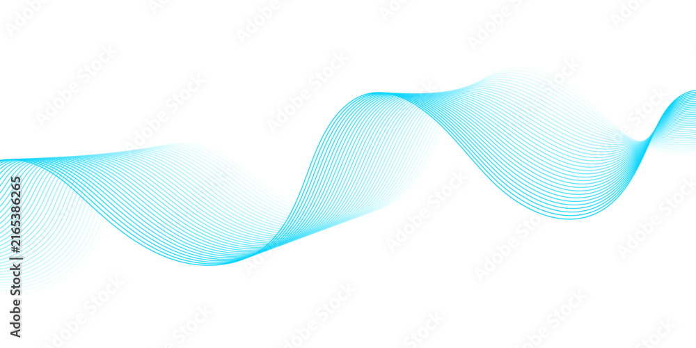 Fototapeta premium Modern abstract wave line design in light blue and cyan tones, showcasing flowing curves and smooth digital motion patterns on transparent for clean minimalist tech design use.