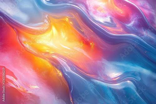 Neon Melting Waves in a Glossy Petroleum Fluidity Render