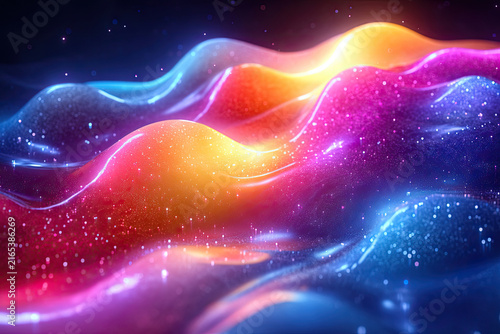 3D Rendering of Glossy Liquid Substance in Hologram Colors