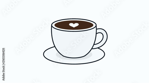 Coffee Cup with Hot Espresso, Saucer and Aroma Isolated on White Background for Cafe Breakfast and Morning Beverage Concepts