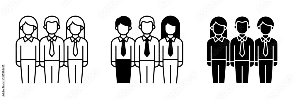Obraz premium Business Team Icons, Diverse Group Silhouettes, Professional People Set