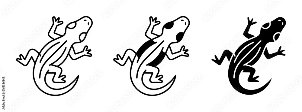 Obraz premium Lizard Icons Set, Reptile Vector Graphics, Animal Silhouettes, Wildlife Illustrations