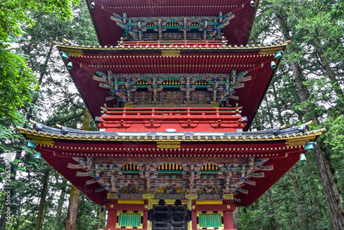 Fotografie Gojunoto (Five-storied Pagoda) detail, Tosho-gu shrine, Nikko, Japan