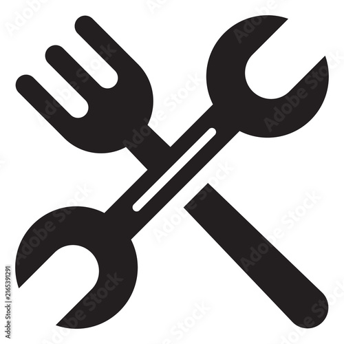 Fork and Wrench Icon Illustration
