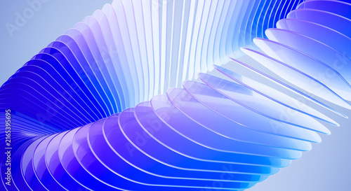 Abstract 3D Render of Flowing Blue Purple Gradient Spiral Structure with Layered Curved Shapes Modern Futuristic Design