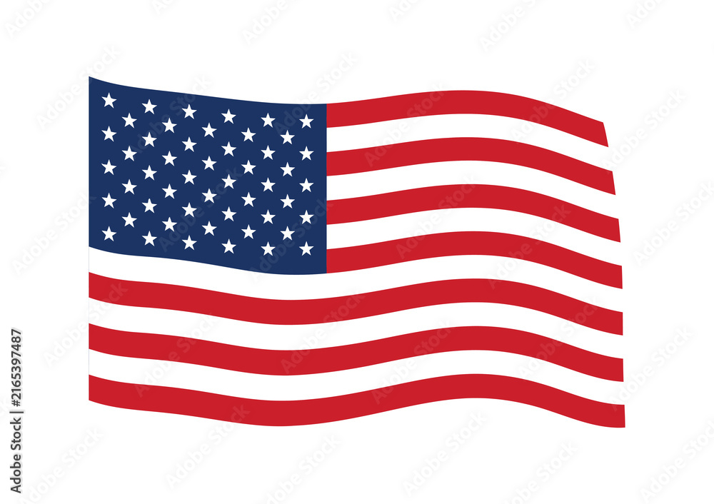 Fototapeta premium American flag waving vector illustration, United States national flag with stars and stripes, patriotic USA symbol for holiday design