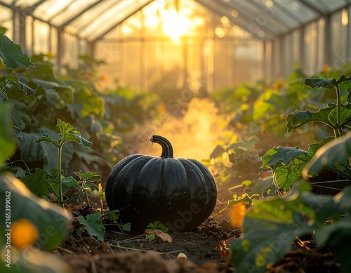 Citrouille noire dans une serre victorienne