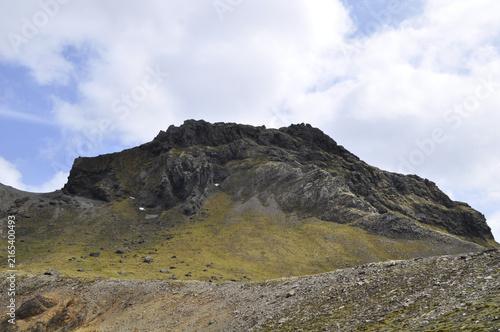 mountain landscape with blue sky and clouds in Iceland