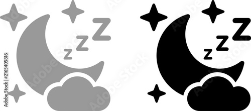 Sleep icon set with moon stars and zzz symbols for night time and rest concepts