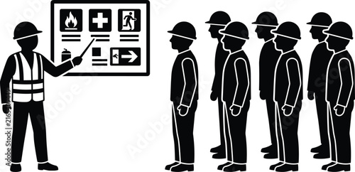 Construction Safety Training and Worker Safety Induction Silhouette