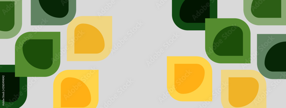 Fototapeta premium Rounded squares, yellow, green hues repeat across white background. Simple geometric pattern creates modern aesthetic.