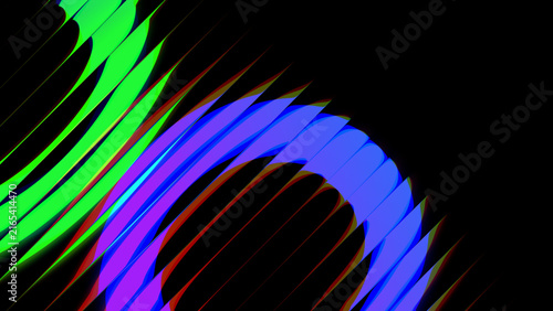 Mesmerizing futuristic neon rings a dynamic 4k seamless loop of rotational light and refractive glass distortion for creative digital visuals and projects