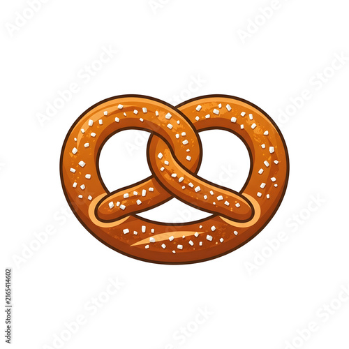 Freshly baked salted pretzel vector illustration isolated on white background