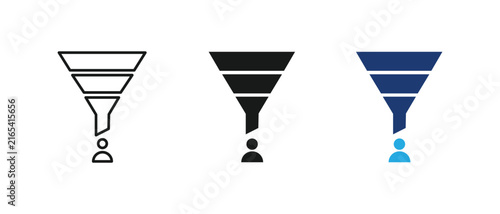 Foto Sales funnel lead conversion customer marketing filter vector icon set