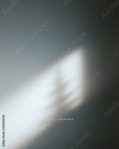 Vertical minimalist dark grey background with blurred Christmas tree window shadow