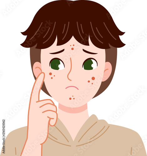 man worried with skin problem