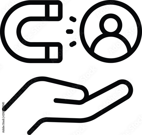 Obraz na plátne Customer acquisition icon showing a magnet attracting a user profile over an ope