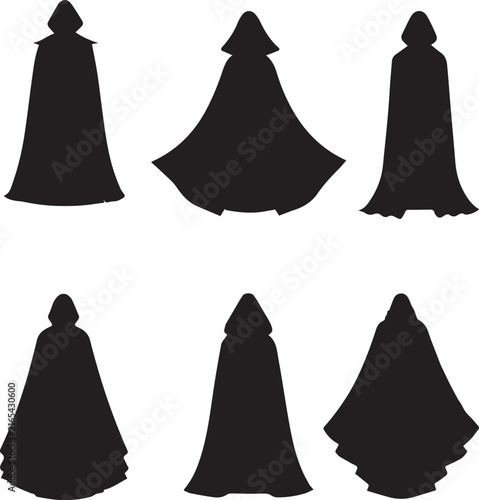 Dark Medieval Hooded Cloak Vector Collection