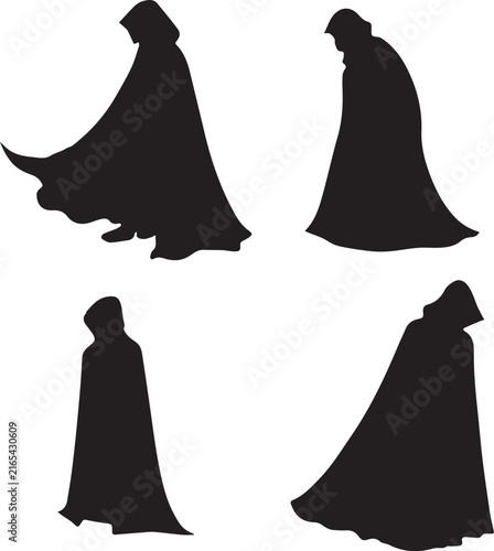 Black Fantasy Cloak Collection Vector Set