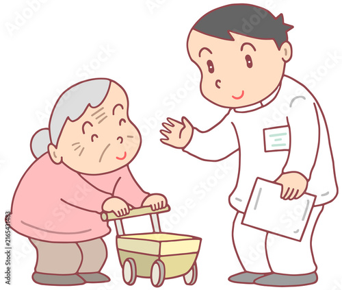 介護のイラスト - 介護士・介護福祉士・要介護者