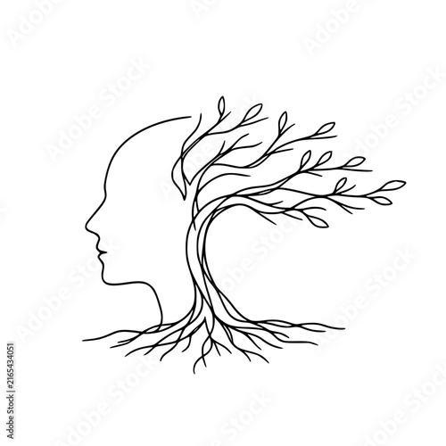 Human Tree Roots Continuous Line Art Vector

