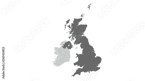 Bild auf Leinwand Detailed Vector Silhouette Map of the United Kingdom and Ireland Highlighting Ge