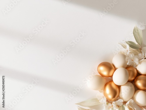 White Gold Easter Eggs With Blossoms