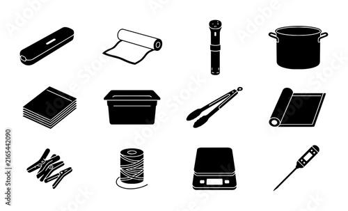 Culinary Equipment Icons Set: Kitchen Tools, Cooking Gadgets, Food Preparation Vector Graphics for Restaurant Menus, Recipes, and Food Blogs