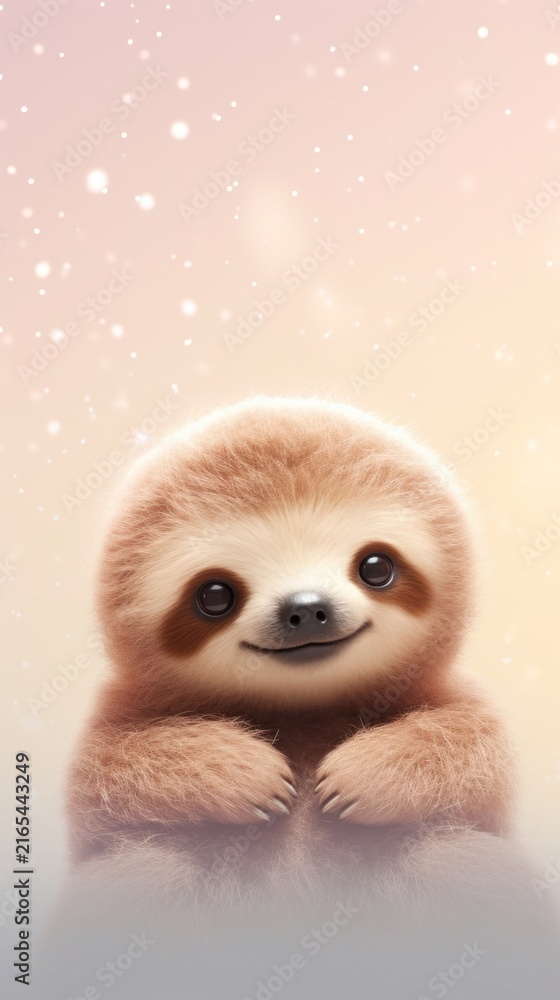 Naklejka premium Cute baby sloth animal wildlife mammal.