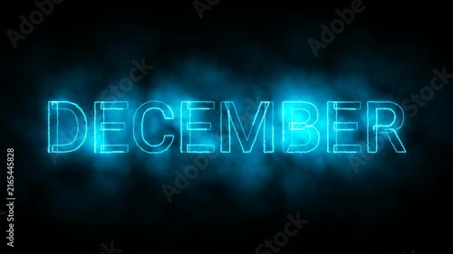 Moderan text monthly animation with saber, December saber text animation in 4k with alpha channel.