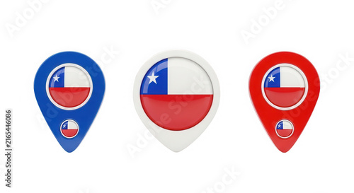 Chile flag map pins and location markers icon set isolated on transparent background