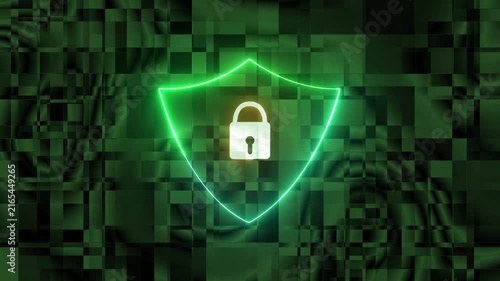 Cyber security shield with digital data matrix background, for network protection, and online privacy concepts