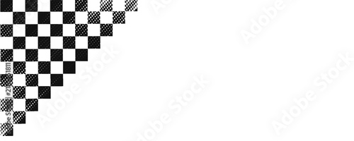 Race flag grunge background, car rally or motocross finish flag with vector checker pattern. Grunge race flag for car racing sport or bike speedway, motorsport