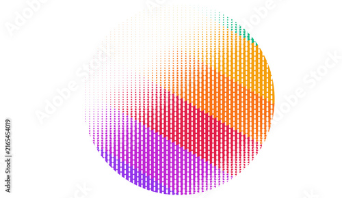 Colorful rainbow striped circle with halftone dot pattern