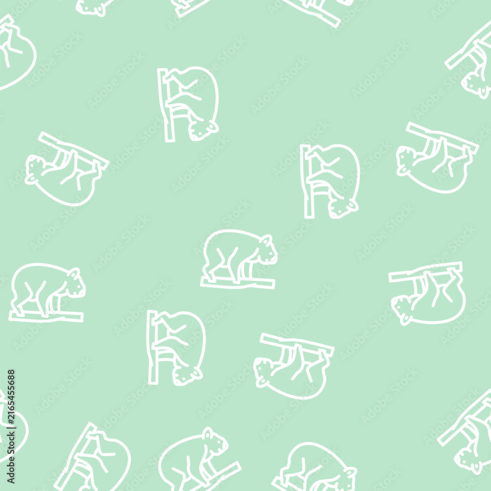 Naklejka premium koala animal line seamless pattern koala animal thin line illustration
