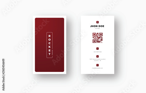 Minimalist Vertical Business Card with QR Code and Contact Information
