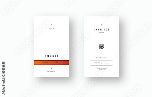Modern White Orange Vertical Business Card with QR Code