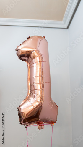 Rose Gold Number One Helium Balloon for Birthday Celebration