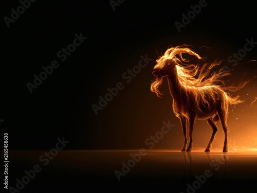 Fire Goat Zodiac With Glowing Embers