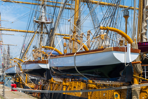Lifeboats of the side of a tallship