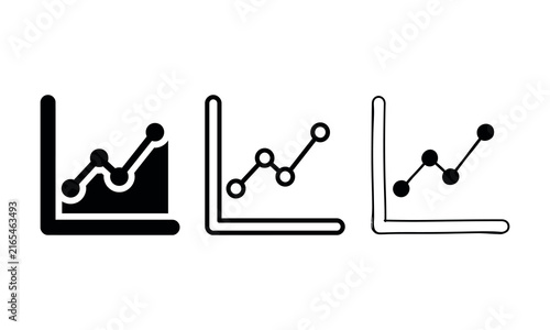Bar chart with upward trending arrow icon set, solid and outline style design