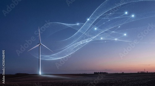 Wind Turbine with Flowing Digital Data Network for Smart Renewable Energy and Power Grid Technology