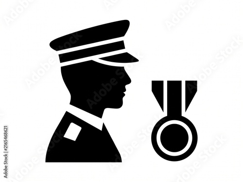 Foto Military officer silhouette with medal icon