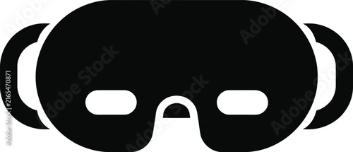 Minimalist virtual reality headset icon representing digital immersion technology and modern interactive gaming hardware tools with plain white background