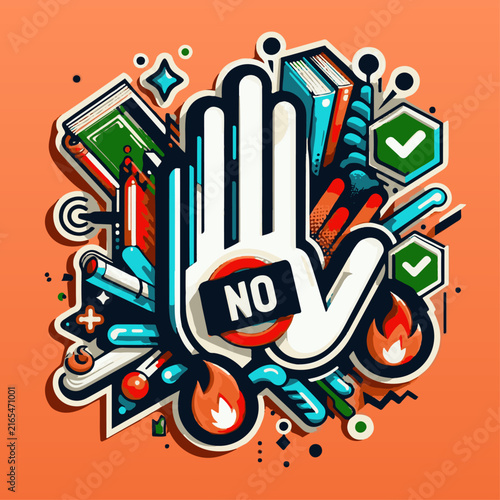 Modern youth style sticker Nocap Sign for the new Back-to-Shool season