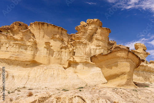 Eroded Sandstone Formations of Gredas de Bolnuevo at Sunset, Murcia, Spain