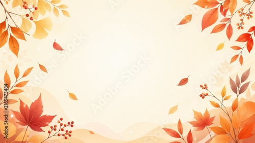 秋の紅葉を描いた背景イラスト